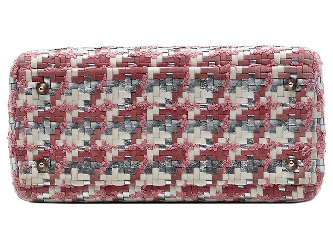 Lady Dior in tweed e agnello intrecciato bianco Medium - vista 3