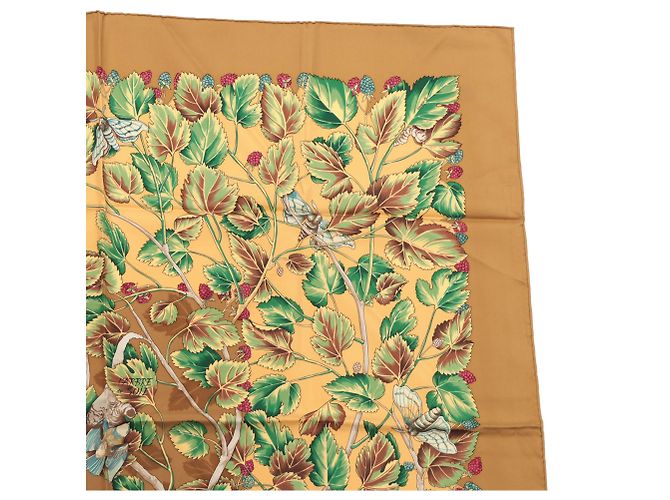 Sciarpa in seta Hermès Brown L Arbre de Soie 90 - vista 3