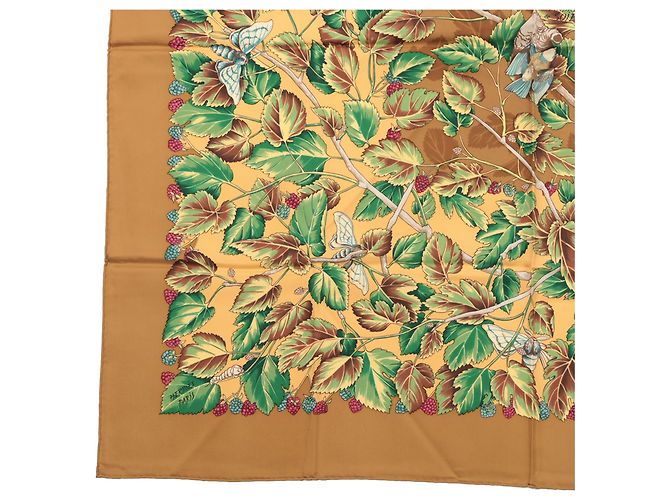 Sciarpa in seta Hermès Brown L Arbre de Soie 90 - vista 4
