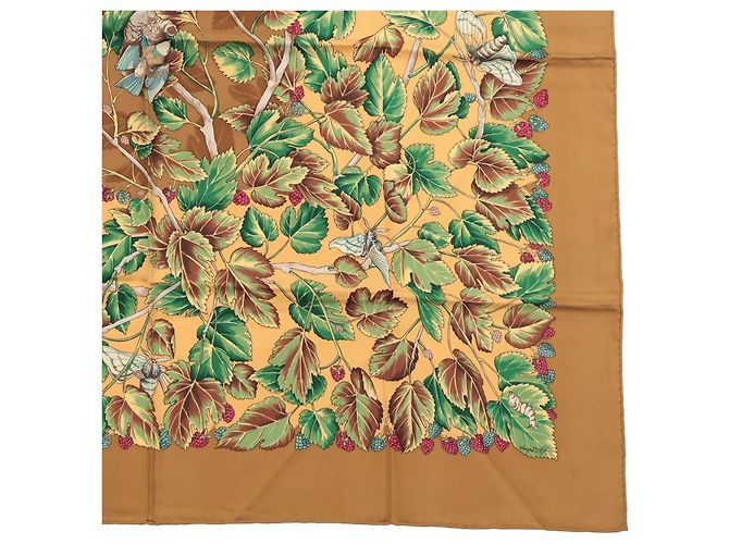 Sciarpa in seta Hermès Brown L Arbre de Soie 90 - vista 5