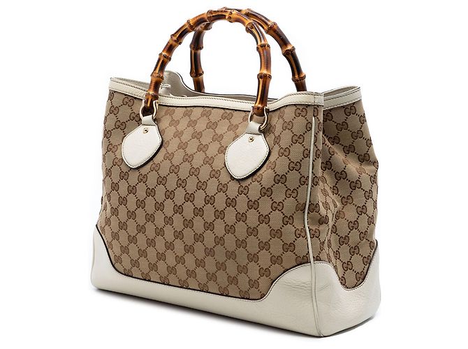 Tote Gucci Beige Medium GG Canvas Bamboo Diana - vista 2