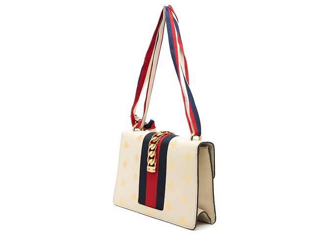 Borsa Gucci White Small Leather Bee Star Sylvie Bianco - vista 2