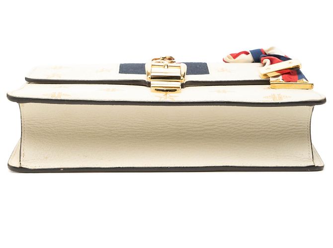 Borsa Gucci White Small Leather Bee Star Sylvie Bianco - vista 3