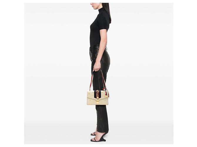 Borsa Gucci White Small Leather Bee Star Sylvie Bianco - vista 7