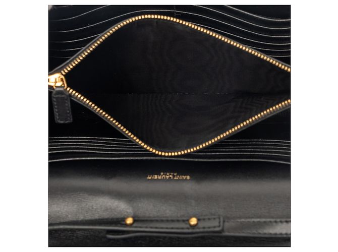 Cartera con cadena Sulpice en cuero negro con monograma Saint Laurent - vista 4