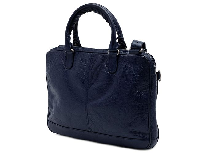 Balenciaga Blue Lambskin Motocross Giant 12 Aktentasche Blau Dunkelblau - Ansicht 2