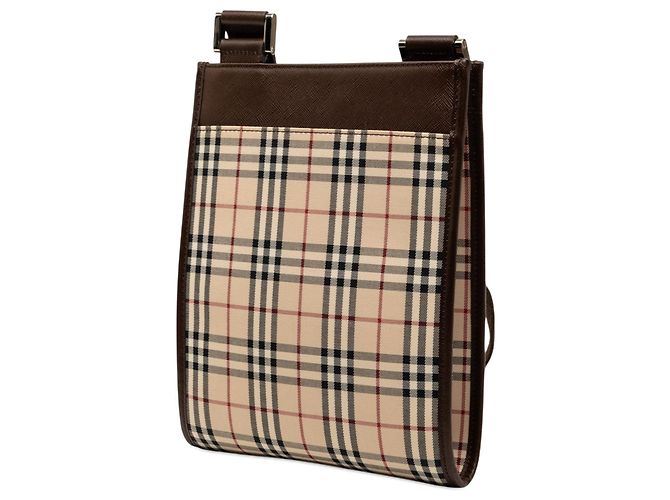 Borsa a tracolla in tela Burberry Beige House Check - vista 2