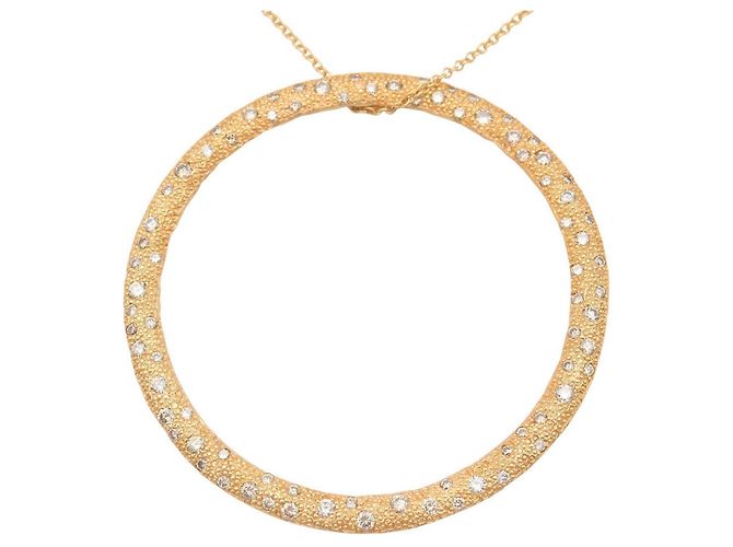Collana grande Tiffany & Co. con cerchio martellato e diamanti D'oro - vista 3