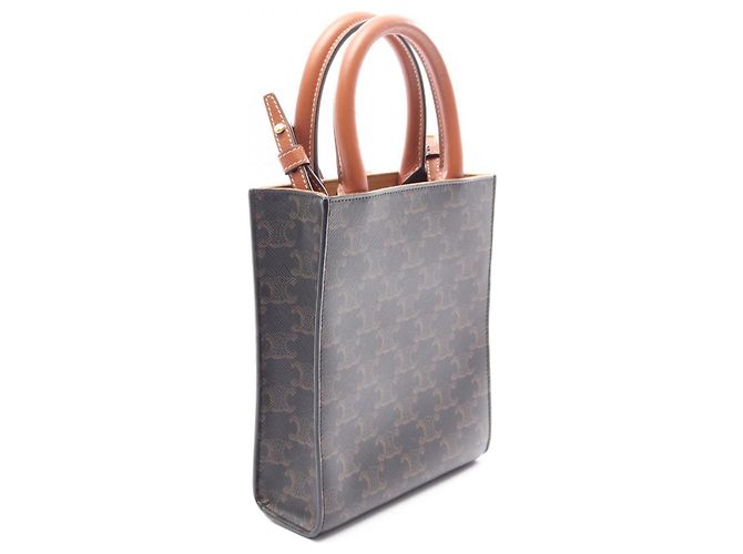 Céline Celine Mini Vertical Cabas Triomphe 2-Way Handtasche Braun Schwarz - Ansicht 2