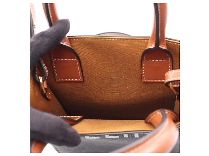 Céline Celine Mini Vertical Cabas Triomphe 2-Way Handtasche Braun Schwarz - Ansicht 5
