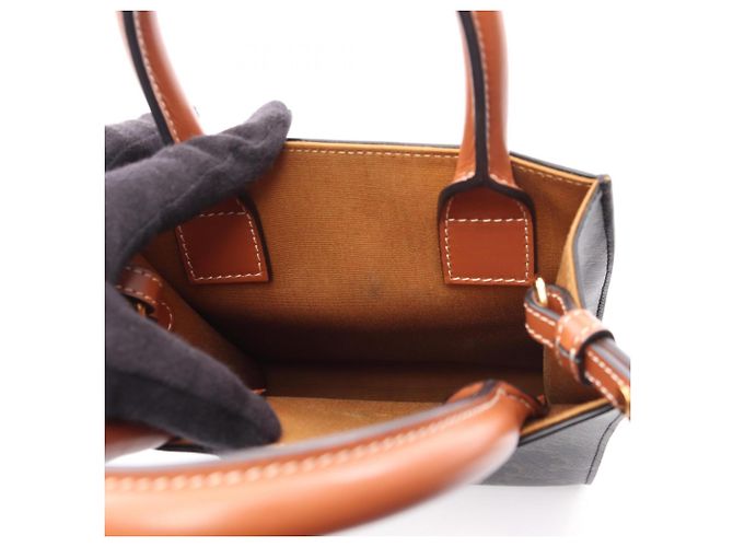 Céline Celine Mini Vertical Cabas Triomphe 2-Way Handtasche Braun Schwarz - Ansicht 6