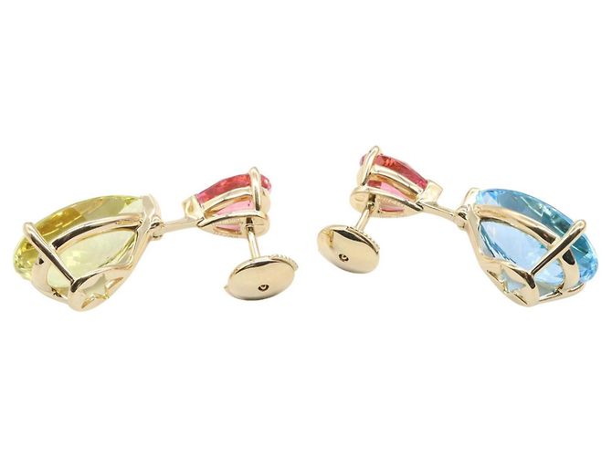 Orecchini Christian Dior Citrine, Topazio e Tormalina Rosa Blu D'oro Giallo - vista 2
