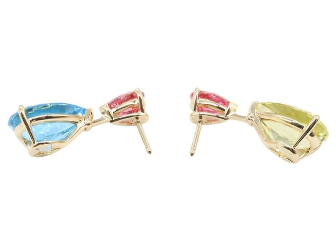 Orecchini Christian Dior Citrine, Topazio e Tormalina Rosa Blu D'oro Giallo - vista 3