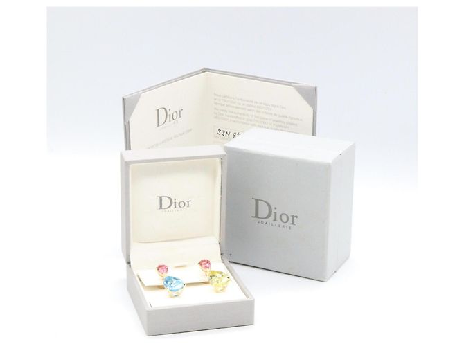 Orecchini Christian Dior Citrine, Topazio e Tormalina Rosa Blu D'oro Giallo - vista 8
