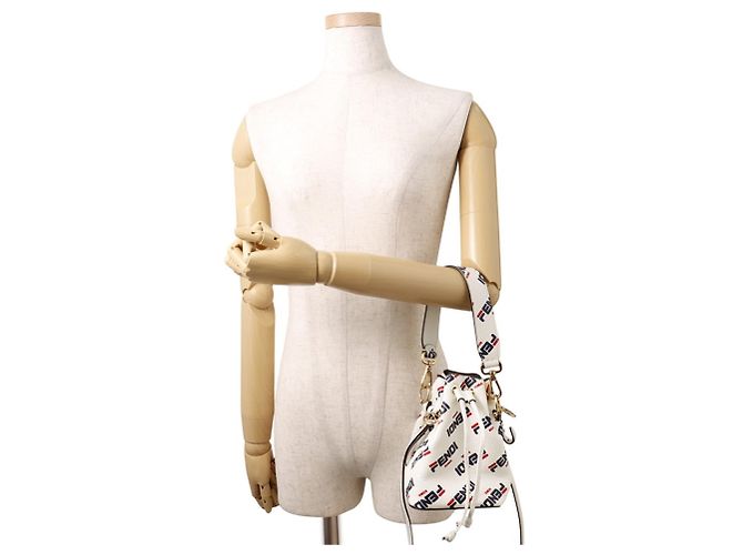 Borsa Fendi Montresor Mini Bianco Rosso Blu navy - vista 4
