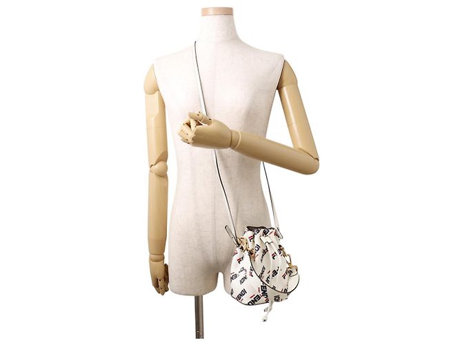 Borsa Fendi Montresor Mini Bianco Rosso Blu navy - vista 5