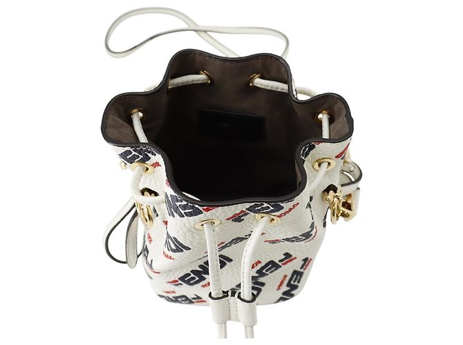 Borsa Fendi Montresor Mini Bianco Rosso Blu navy - vista 6