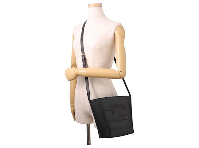Céline Borsa a Spalla Celine Cuir Triomphe Small Nero - vista 4