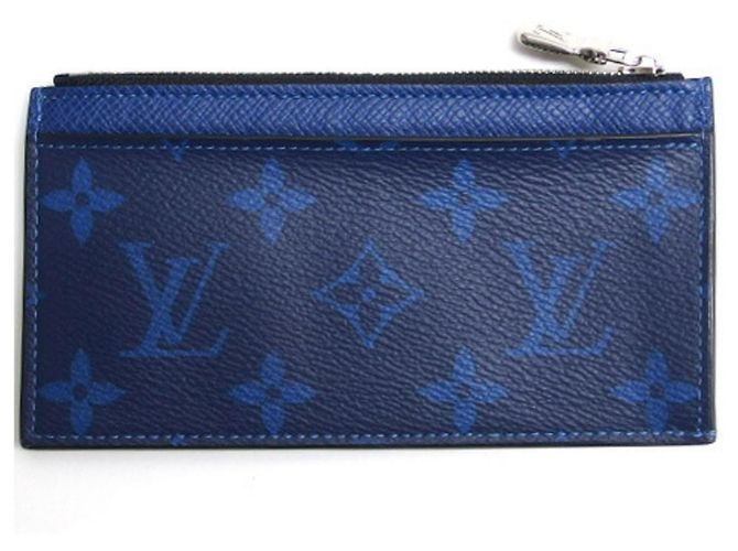 Portafoglio monete Louis Vuitton Monogram Taigarama Blu - vista 3