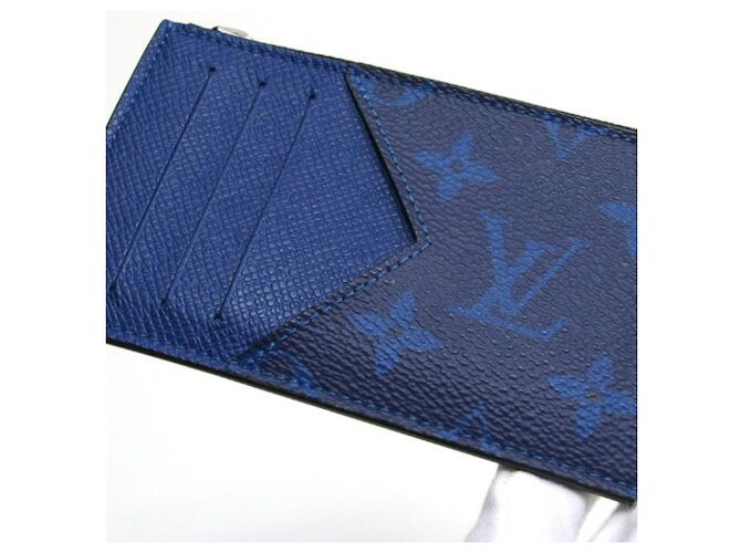 Portafoglio monete Louis Vuitton Monogram Taigarama Blu - vista 9