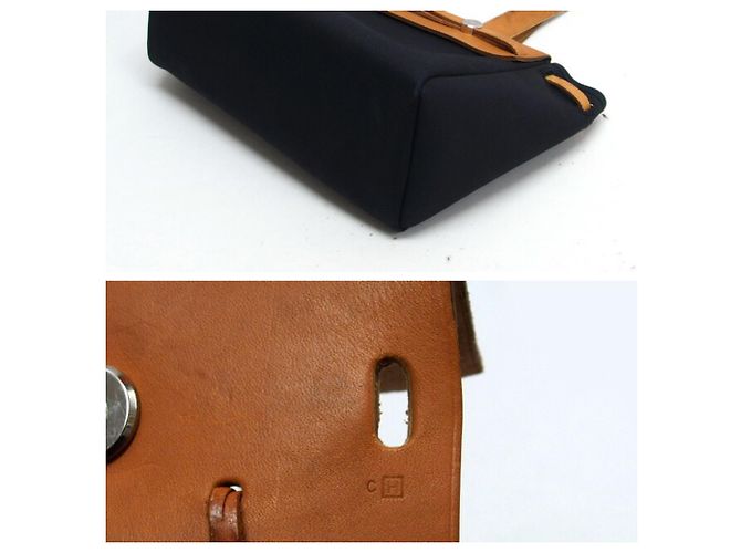 Hermès Hermes Herbag Cabas PM Borsa Tote Marrone Nero Beige - vista 4