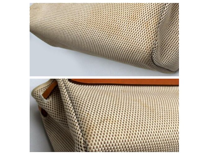 Hermès Hermes Herbag Cabas PM Borsa Tote Marrone Nero Beige - vista 8