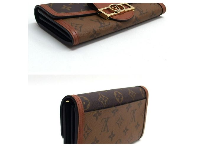 Louis Vuitton Monogram Reverse Portefeuille Sarah Dauphine Flap Long Wallet Marrone - vista 3