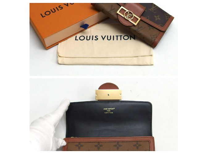 Louis Vuitton Monogram Reverse Portefeuille Sarah Dauphine Flap Long Wallet Marrone - vista 4