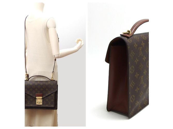 Borsa Louis Vuitton Monogram Monceau 28 Marrone - vista 3
