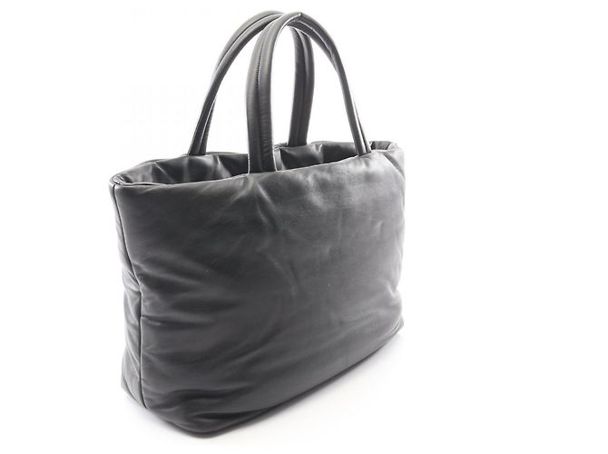 Borsa Tote Puffer Larga in Pelle Nera Yves Saint Laurent - vista 2