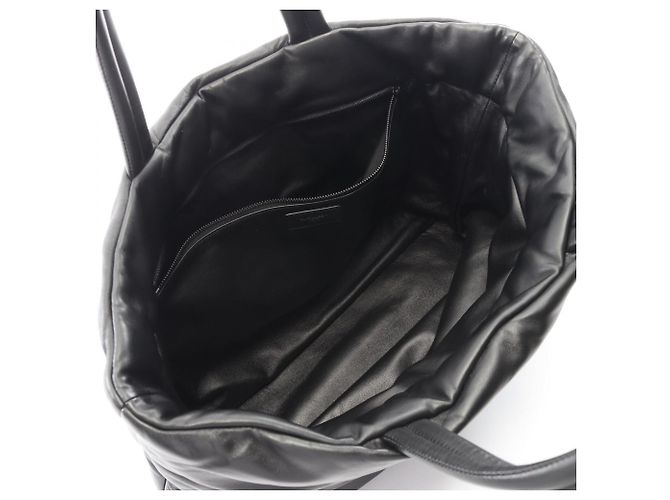 Borsa Tote Puffer Larga in Pelle Nera Yves Saint Laurent - vista 3