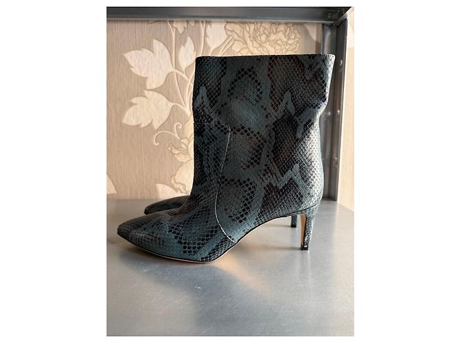 Paris Texas Python Print Ankle Boots Blue - view 5