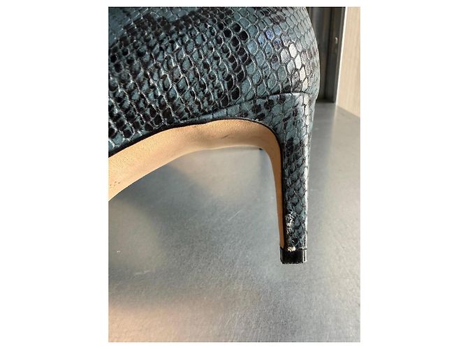 Paris Texas Python Print Ankle Boots Blue - view 6