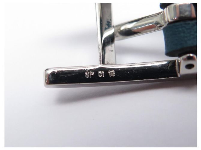 Hermès BRACELET HERMES BEHAPI DOUBLE TOUR EN CUIR SWIFT BLEU EPSOM NOIR T16 BANGLE - vue 17