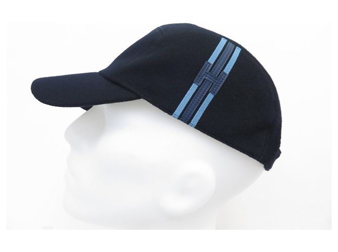 Hermès NUOVO BERRETTO HERMES NEVADA H STRIP H242068N L 59 CACHEMIRE BLU CAP HAT Blu navy - vista 3