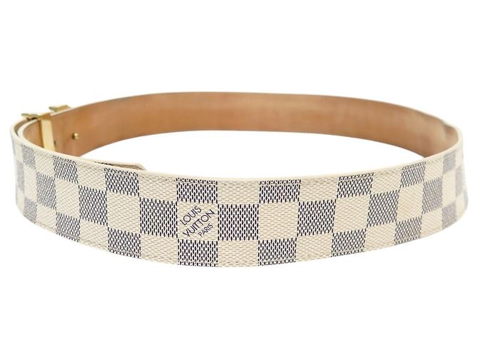 NEU LOUIS VUITTON LV INITIALS SCHNALLEN GÜRTEL M9609 T95 DAMIER AZUR Weiß - Ansicht 2