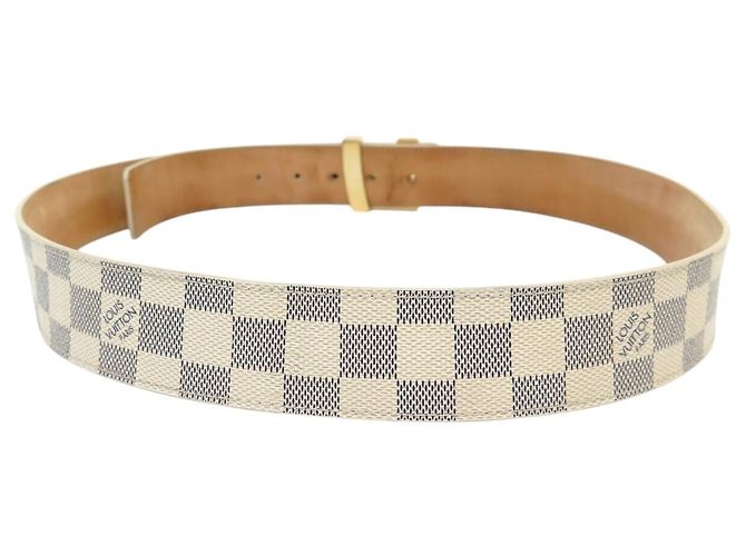 NEU LOUIS VUITTON LV INITIALS SCHNALLEN GÜRTEL M9609 T95 DAMIER AZUR Weiß - Ansicht 3
