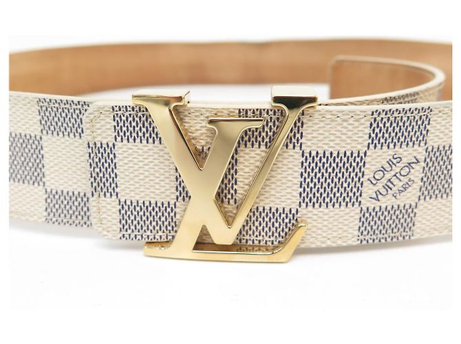 NEU LOUIS VUITTON LV INITIALS SCHNALLEN GÜRTEL M9609 T95 DAMIER AZUR Weiß - Ansicht 5
