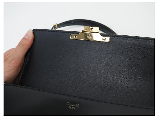 Céline BORSA CELINE CLAUDE 194143 POCCHETTE IN PELLE DI VITELLO LUCIDA NERA Nero - vista 13