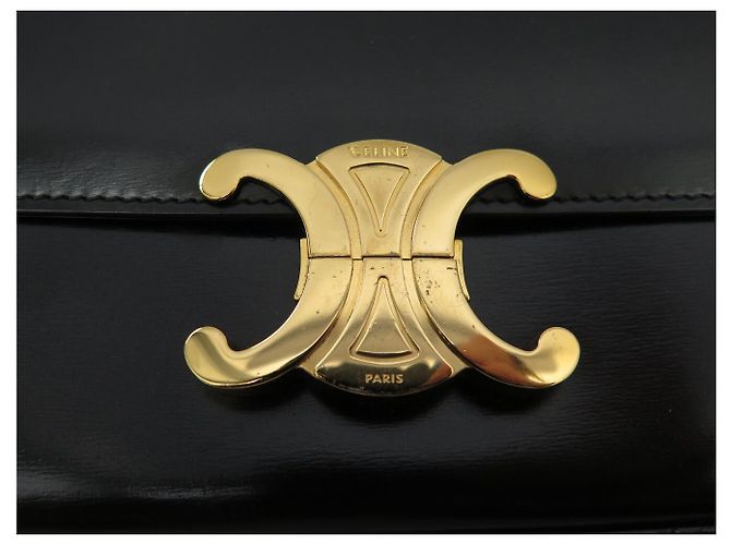 Céline BORSA CELINE CLAUDE 194143 POCCHETTE IN PELLE DI VITELLO LUCIDA NERA Nero - vista 18