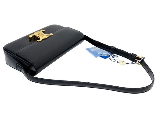 Céline BORSA CELINE CLAUDE 194143 POCCHETTE IN PELLE DI VITELLO LUCIDA NERA Nero - vista 4