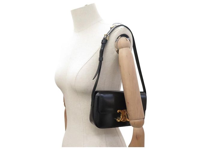 Céline BORSA CELINE CLAUDE 194143 POCCHETTE IN PELLE DI VITELLO LUCIDA NERA Nero - vista 5