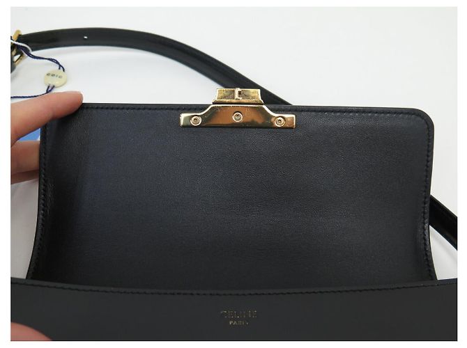 Céline BORSA CELINE CLAUDE 194143 POCCHETTE IN PELLE DI VITELLO LUCIDA NERA Nero - vista 7