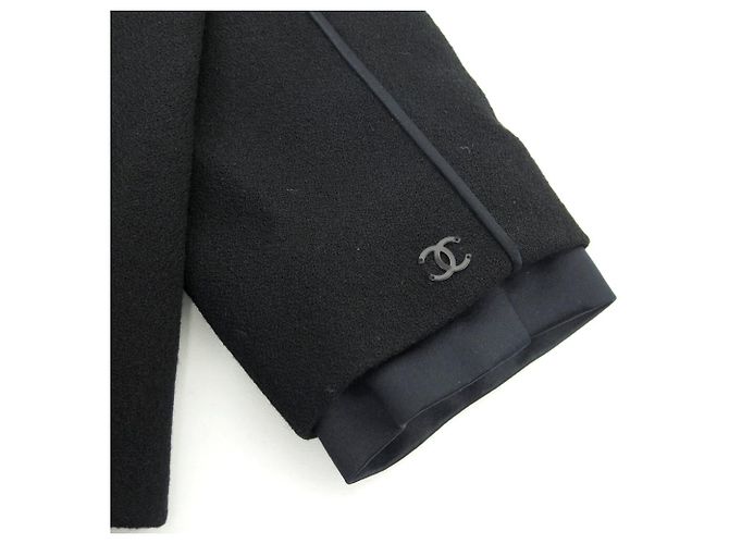 NEUE CHANEL TAILLIERTE JACKE PERLMUTTKNÖPFE P19762 S 36 SCHWARZE WOLLE - Ansicht 12