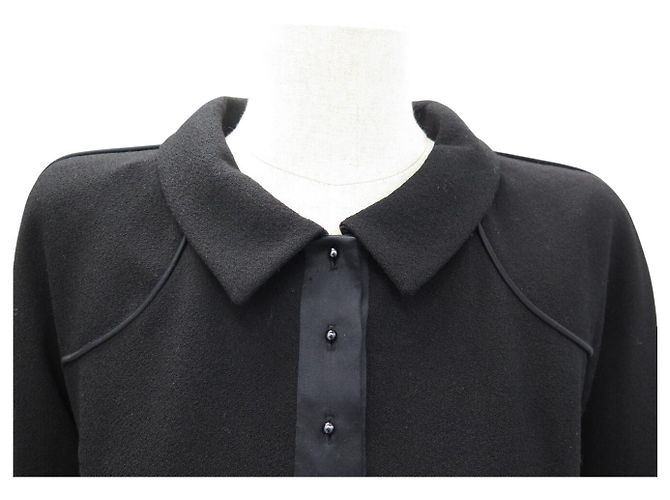 NEUE CHANEL TAILLIERTE JACKE PERLMUTTKNÖPFE P19762 S 36 SCHWARZE WOLLE - Ansicht 2