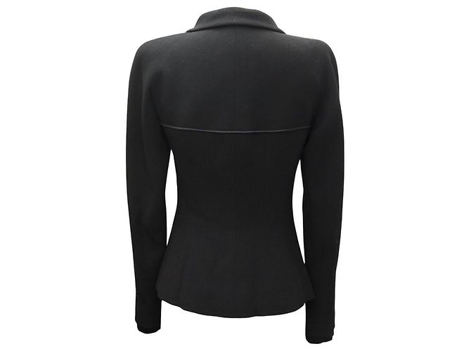 NEUE CHANEL TAILLIERTE JACKE PERLMUTTKNÖPFE P19762 S 36 SCHWARZE WOLLE - Ansicht 3