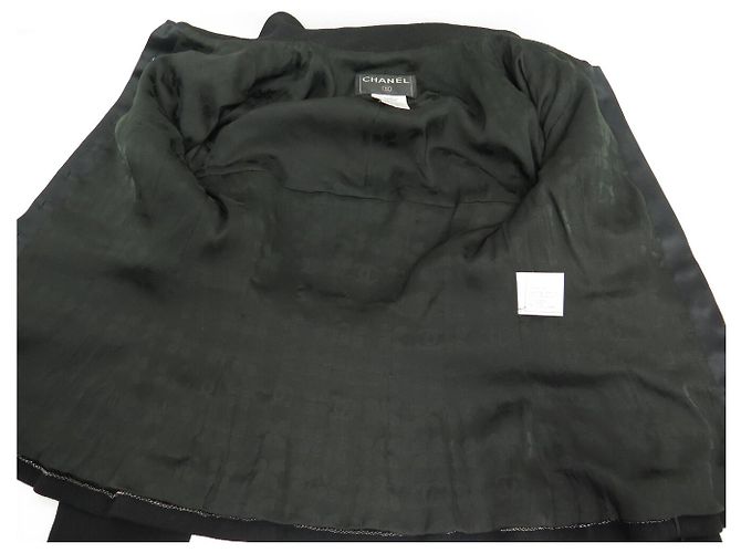NEUE CHANEL TAILLIERTE JACKE PERLMUTTKNÖPFE P19762 S 36 SCHWARZE WOLLE - Ansicht 4