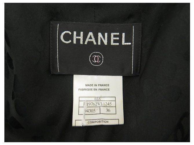 NEUE CHANEL TAILLIERTE JACKE PERLMUTTKNÖPFE P19762 S 36 SCHWARZE WOLLE - Ansicht 5