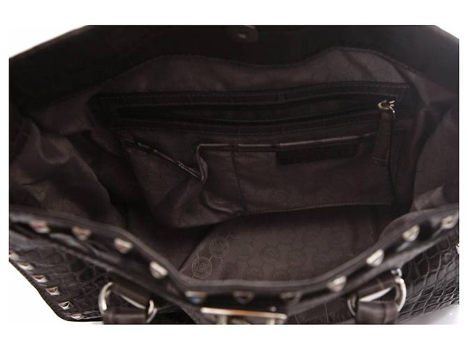 Michael Kors, Hamilton Tote aus grauem Krokodilpräge-Leder mit silberner Hardware. - Ansicht 6