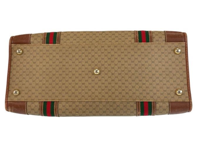 Sac Boston Gucci Vintage Micro GG Supreme Canvas et Cuir Marron - vue 10